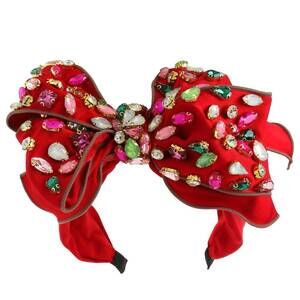NEW SOPHIA COLLECTION women's holiday gemstone embellished large bow headband in